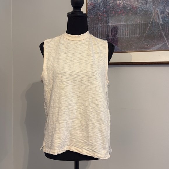 Madewell Mixtape Mock Neck Tank In Colorblock Cream/Gray - Size L - Picture 9 of 9